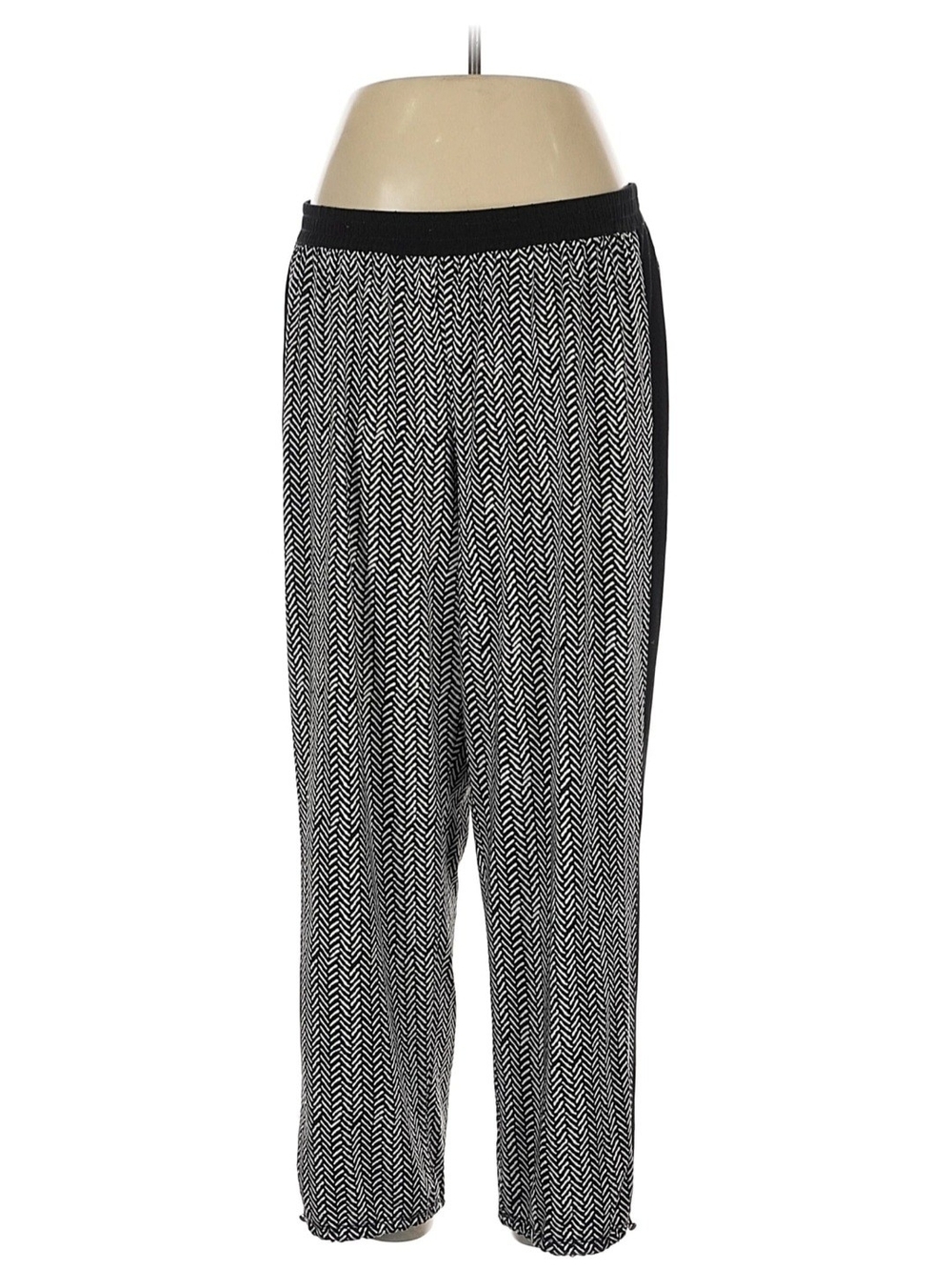 Jennifer Lopez Black & White Wide Leg Knit Pants